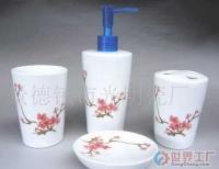 陶瓷水点桃花卫浴四件套 雅致生活之选